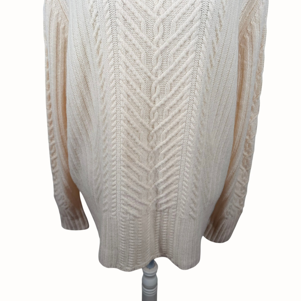 Haven Well Within Cream Cable Aran Knit Roll Neck Sweater 100% Cashmere Size XL - Picture 4 of 11